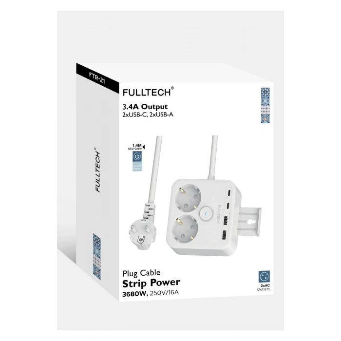 Termal Akım Korumalı Isıya Dayanıklı 2’li Duvar Tipi Priz 2x Usb 2x Type-c