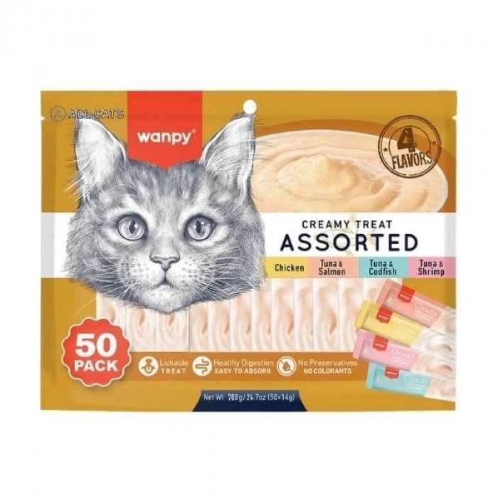 Wanpy Karışık 4 Lezzetli Sıvı Kedi Ödül Maması 1 Adet 50x14 Gr
