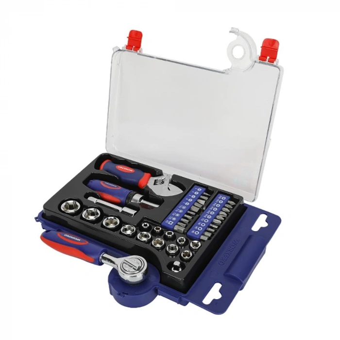 WORKPRO WP200555 1/4’ 1/2’’ 38 Parça Cr-V Lokma ve Topaç Cırcır Araç Tamir Seti