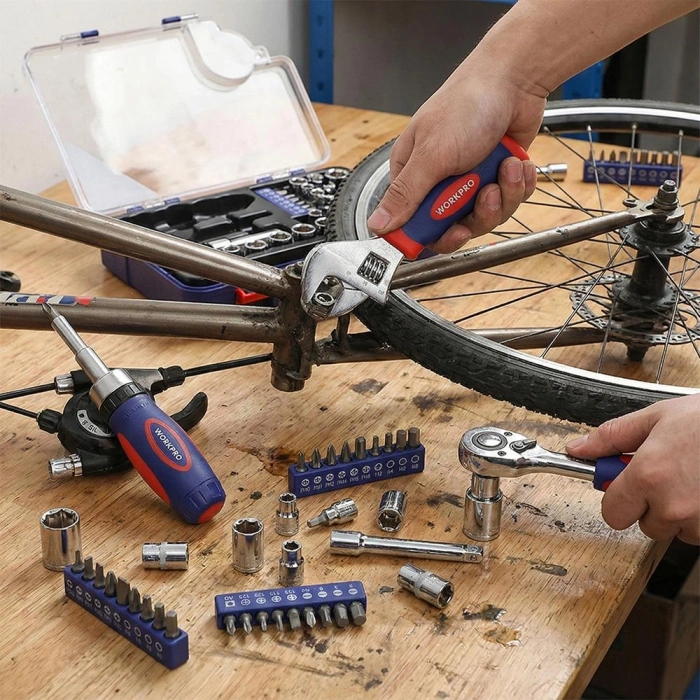 WORKPRO WP200555 1/4’ 1/2’’ 38 Parça Cr-V Lokma ve Topaç Cırcır Araç Tamir Seti