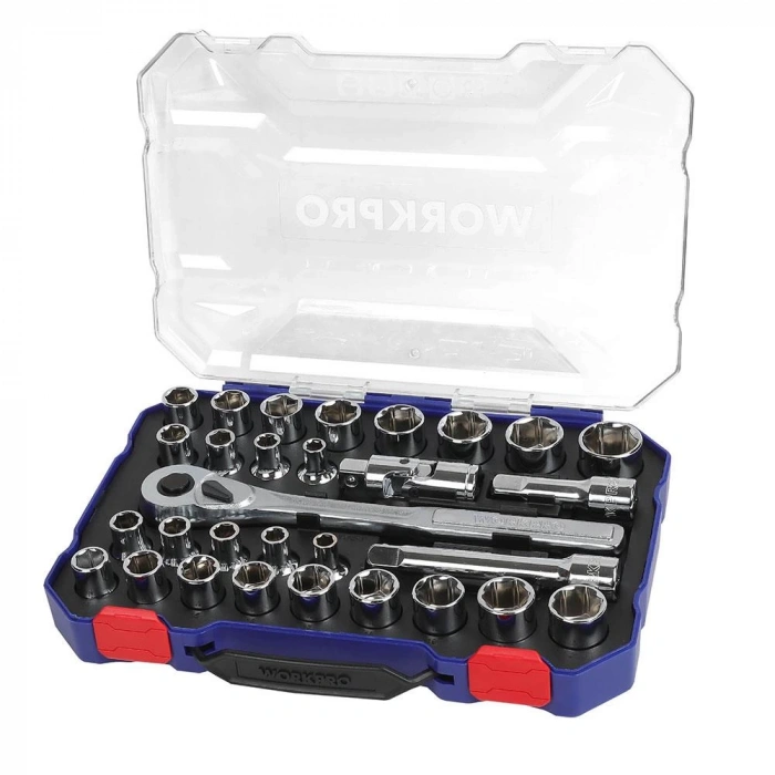 WORKPRO WP202525 30 Parça 1/2’’ CR-V Metrik/İnç Profesyonel Lokma Takımı