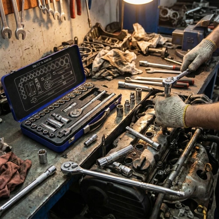 WORKPRO WP202564 1/2’ Cr-V 24 Parça Metrik Ağır Hizmet Lokma Takımı