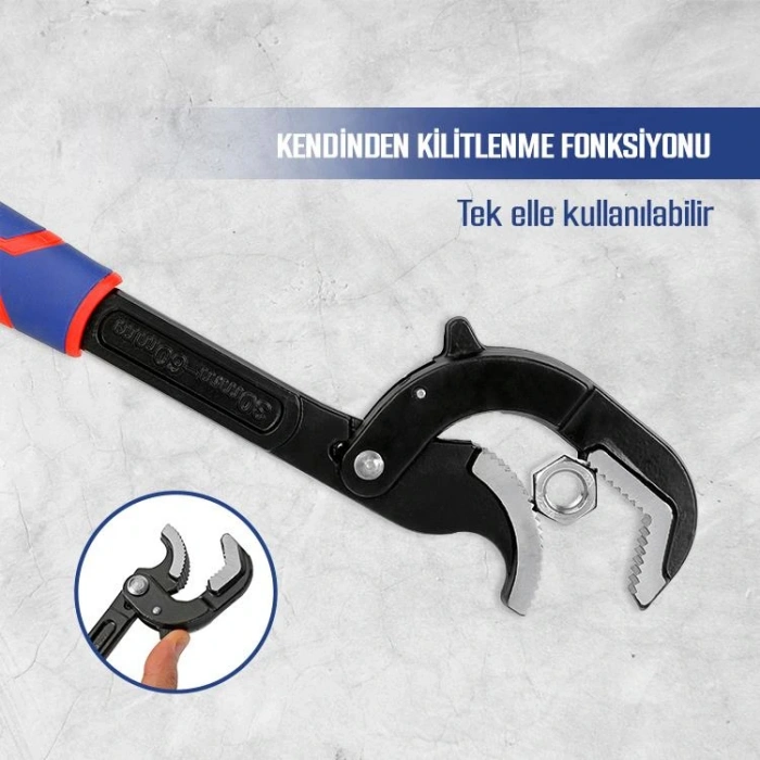 WORKPRO WP202574 2 Parça Otomatik Kilitlemeli Çok Fonksiyonlu Profesyonel Boru Anahtarı/ Levye Seti