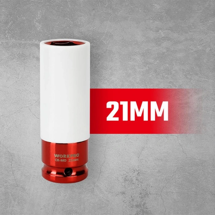 WORKPRO WP202591 17/19/21mm 3 Parça 1/2‘’ Cr-Mo Profesyonel Darbeli Derin Lokma Seti