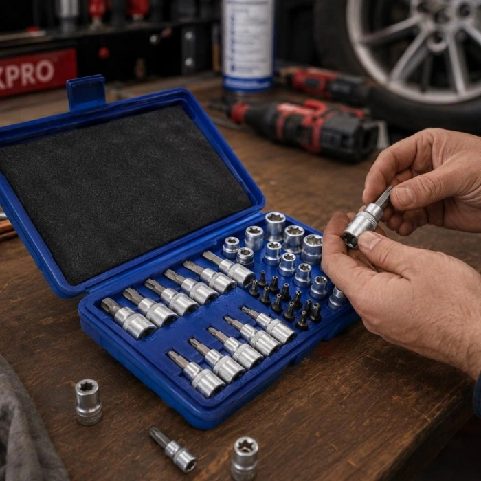 WORKPRO WP202595 3/8’ CR-V 34 Parça Ağır Hizmet Torx Lokma Takımı (E/T Serisi)