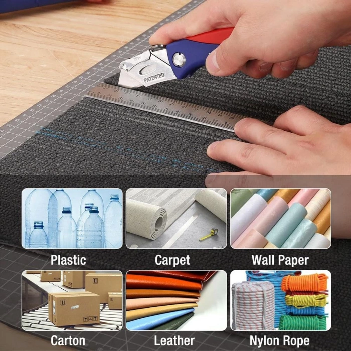 WORKPRO WP211006 Ağır Hizmet Paslanmaz Çelik Gövde Katlanır Rötuş Maket Bıçağı + 6 Adet Yedek Bıçak