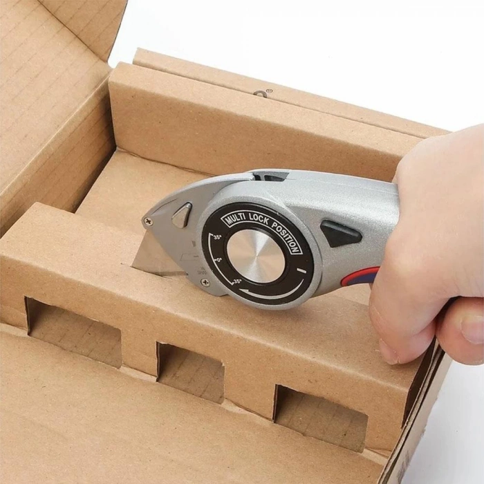 WORKPRO WP211013 Ağır Hizmet Alüminyum Gövde Açı Ayarlı Katlanır Rötuş Maket Bıçağı + 5 Adet Yedek Bıçak