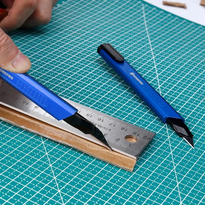 WORKPRO WP212012 9MM Alüminyum Kasa Cep Askılı Maket Bıçağı (MAVİ)