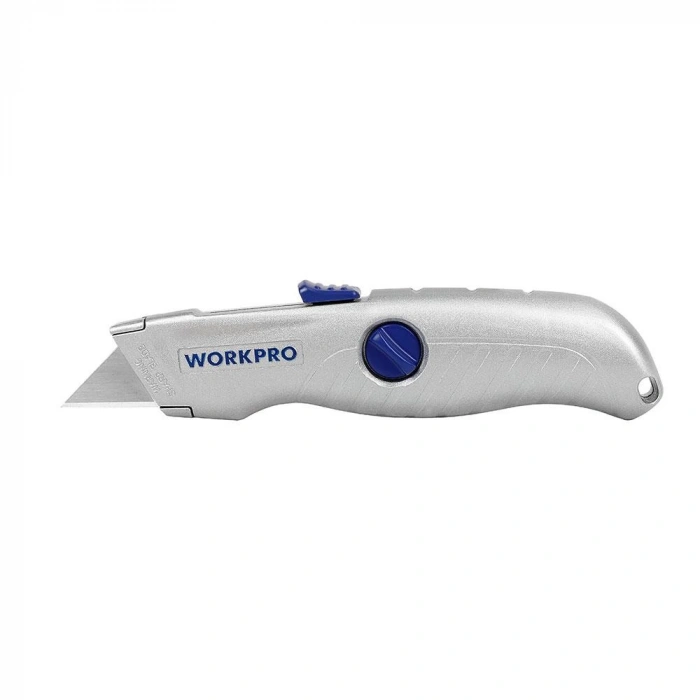 WORKPRO WP213007 Alüminyum Gövde Otomatik Geri Çekilebilir Rötuş Maket Bıçağı