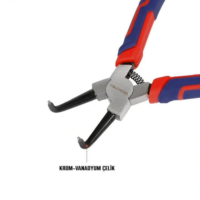 WORKPRO WP231153 180MM Cr-V Eğri Uçlu Yaylı Profesyonel Dış Segman Pensesi