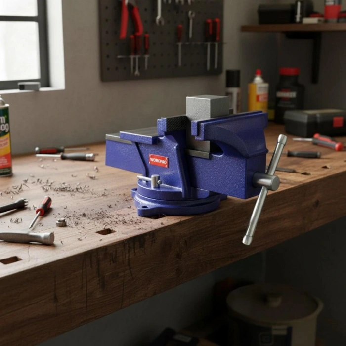 WORKPRO WP233005 100mm 360° Döner Tabanlı Örslü Profesyonel Tezgâh Mengene