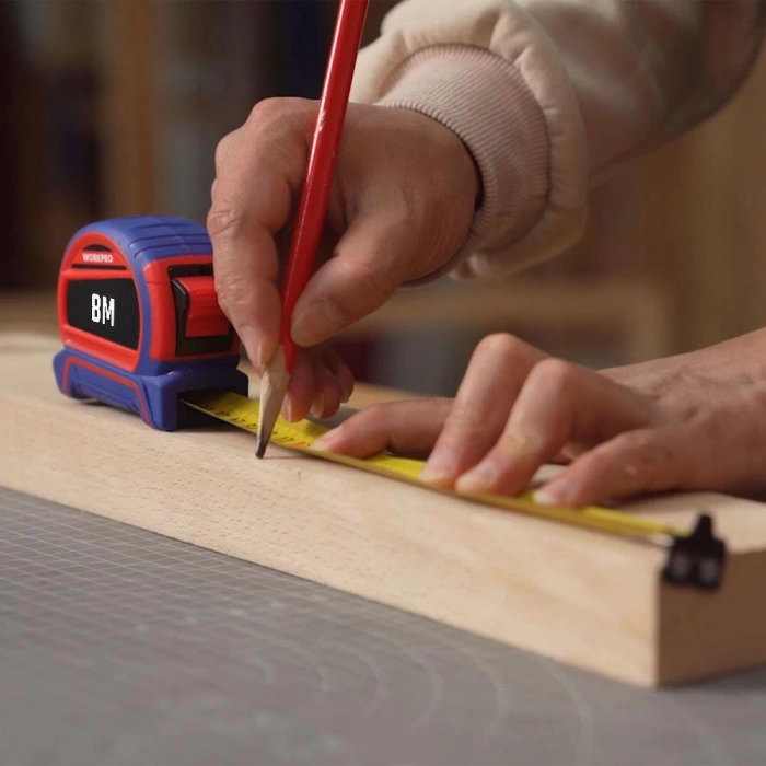 WORKPRO WP261044 8Mx25mm Naylon Kaplama Sarı Çift Taraflı Manyetik Çelik Şerit Metre