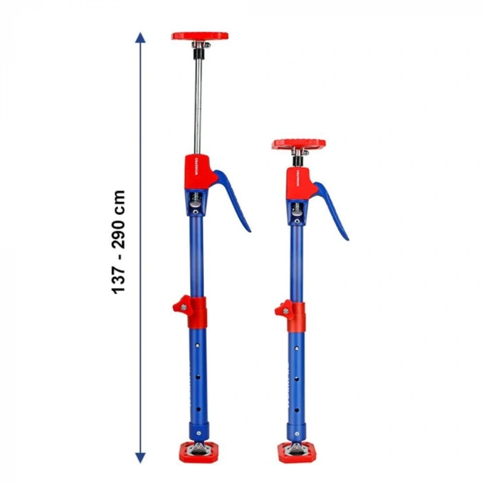 WORKPRO WP289034 137-290cm 70Kg Teleskobik Mandallı Ayarlanabilir 2’Li Çelik Destek Direği + Taşıma Çantası