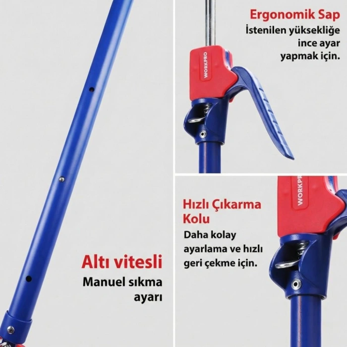 WORKPRO WP289035 60-115cm 70Kg Teleskobik Mandallı Ayarlanabilir 2’Li Çelik Destek Direği + Taşıma Çantası
