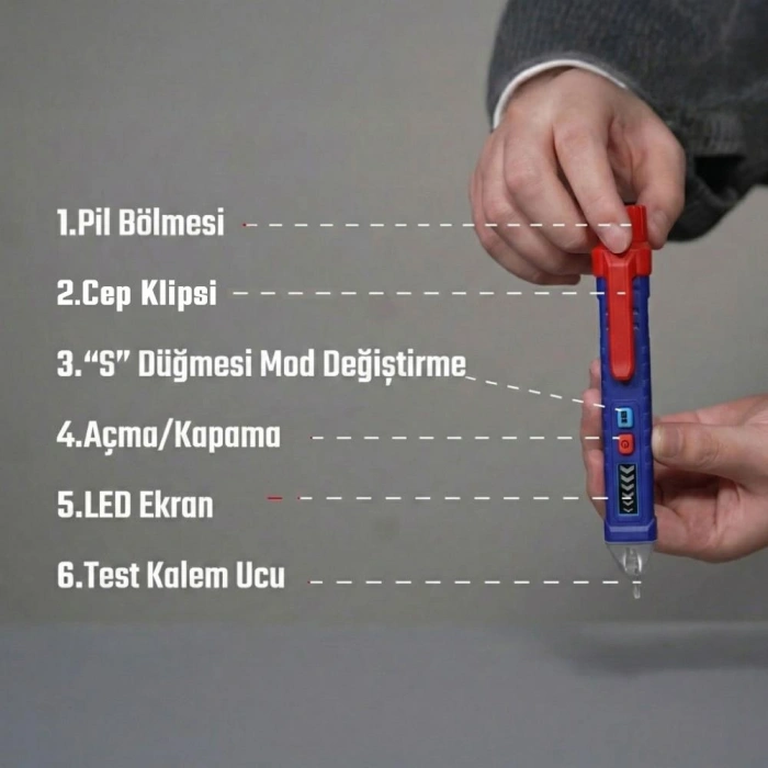 WORKPRO WP295004 12-1000 Volt AC Yüksek Hassasiyetli Profesyonel Voltaj Dedektörü