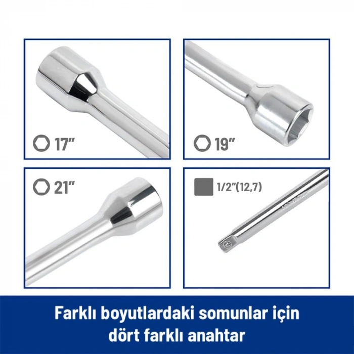 WORKPRO WP314006 17 19 21 1/2’’ Cr-V 400mm 4 Kollu Profesyonel Bijon Anahtarı