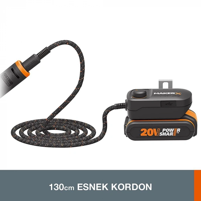WORX WA7161 MAKERX 20Volt HUBX USB Portlu Devir Ayarlı Adaptör (Akü Dahil Değildir)