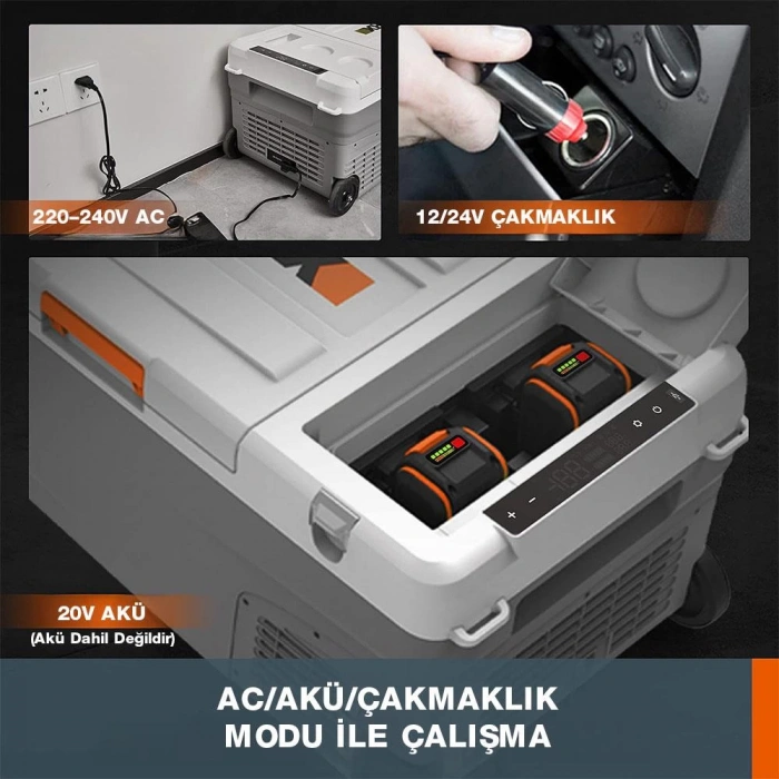 Worx WX876.9 12/24/220Volt 22Litre Kompresörlü Outdoor Oto Buzdolabı (Akü Dahil Değildir)