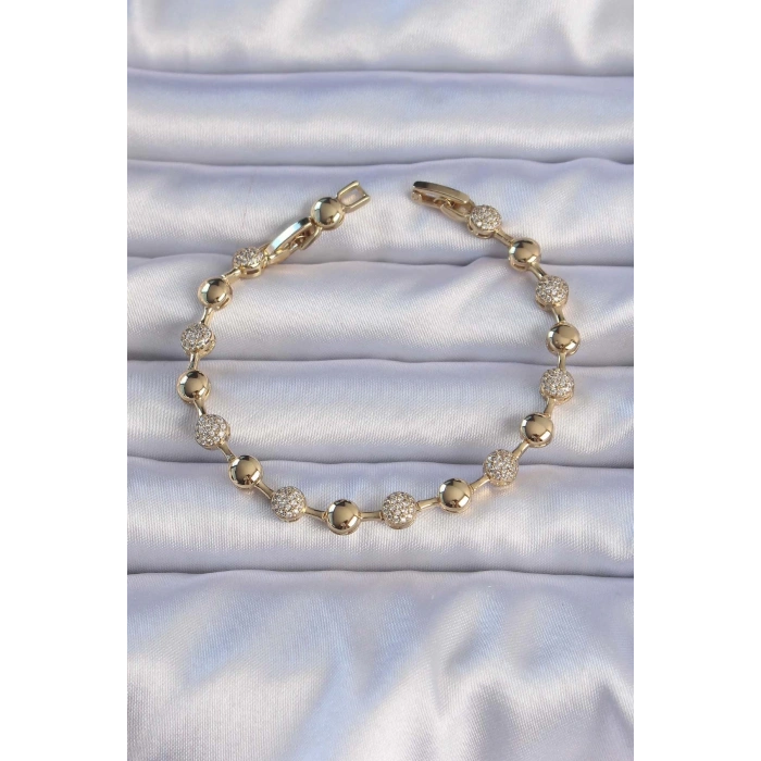 XUPİNG Altın Renk Zirkon Taşlı Topçuk Model Bileklik