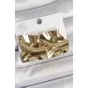 316 Çelik Gold Renk Dalgalı Plaka Kare Model Kadın Küpe