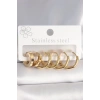 316L Çelik Gold Renk Geometrik Halka Model Kadın Küpe Seti