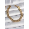 316L Çelik Gold Renk Hasır Zincir Model Kadın Bileklik