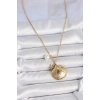 316L Çelik Gold Renk Zincir Deniz Kabuğu Figür İnci Detay Kadın Kolye