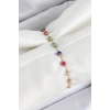 316L Çelik Gold Renk Zincirli Mix Renk Kristal Taşlı Kadın Bileklik