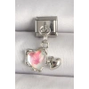 316L Çelik Gümüş Renk Beyaz Mineli Kalp Model Nomination Charm