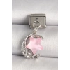 316L Çelik Gümüş Renk Hilal Pembe Mineli Yıldız Model Nomination Charm