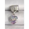 316L Çelik Gümüş Renk Mor Pullu Kalp Model Nomination Charm