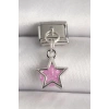 316L Çelik Gümüş Renk Pembe Zirkon Taşlı Yıldız Model Nomination Charm