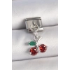 316L Çelik Gümüş Renk Zirkon Taşlı Kiraz Model Nomination Charm