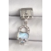 316L Çelik Gümüş Renk Zirkon Taşlı Mavi Kilit Kalp Model Nomination Charm