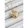 316L Çelik Zincir Açılabilir Kelebek Figürlü Kalp Model Zirkon Taşlı Gold Renk Kadın Kolye