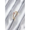 Gold Renk Zirkon Taşlı Pembe Kristal Kalp Model Kadın Yüzük