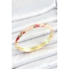 Mineli Pirinç Pembe Desenli Gold Renk Kadın Kelepçe