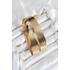 Pirinç Dövme Desenli Gold Renk Kadın Pazu Bileklik