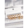 Pirinç Gold Renk Zirkon Taşlı 3 Çift Yıldız Model Kadın Küpe