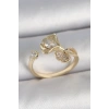 Pirinç Gold Renk Zirkon Taşlı Deniz Kabuğu Model Ayarlanabilir Kadın Yüzük