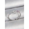 Pirinç Gümüş Renk Zirkon Taşlı Çiçek Model Ayarlanabilir Kadın Yüzük