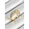 Pirinç Kemik Figürlü Zirkon Taşlı Gold Renk Ayarlanabilir Kadın Yüzük