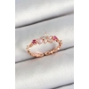 Pirinç Papatya Figürlü Zirkon Taşlı Rose Gold Renk Ayarlanabilir Kadın Yüzük