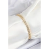 Pirinç Sıralı Çit Model Zirkon Taşlı Gold Renk VİP Seri Kadın Bileklik
