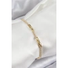 Pirinç Zirkon Taşlı İnce Su Yolu Model Gold Renk Kadın Bileklik