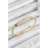 Pirinç Zirkon Taşlı Kalp Model Gold Renk Yaylı Kadın Bileklik