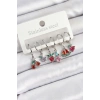 Pirinç Zirkon Taşlı Karpuz Yonca Kalp Pusula Karışık Model Gümüş Renk 6lı Set Kadın Küpe