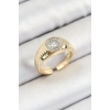 Pirinç Zirkon Taşlı Sekizgen Model Gold Renk Kadın Yüzük