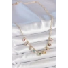 Sıralı Karışık Renk Zirkon Taşlı Gold Pirinç Kolye