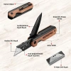 WORKPRO WP211015 2-IN-1 Ahşap Saplı Profesyonel Cep Çakısı & Katlanır Rötuş Maket Bıçağı + 11 Adet Yedek Bıçak
